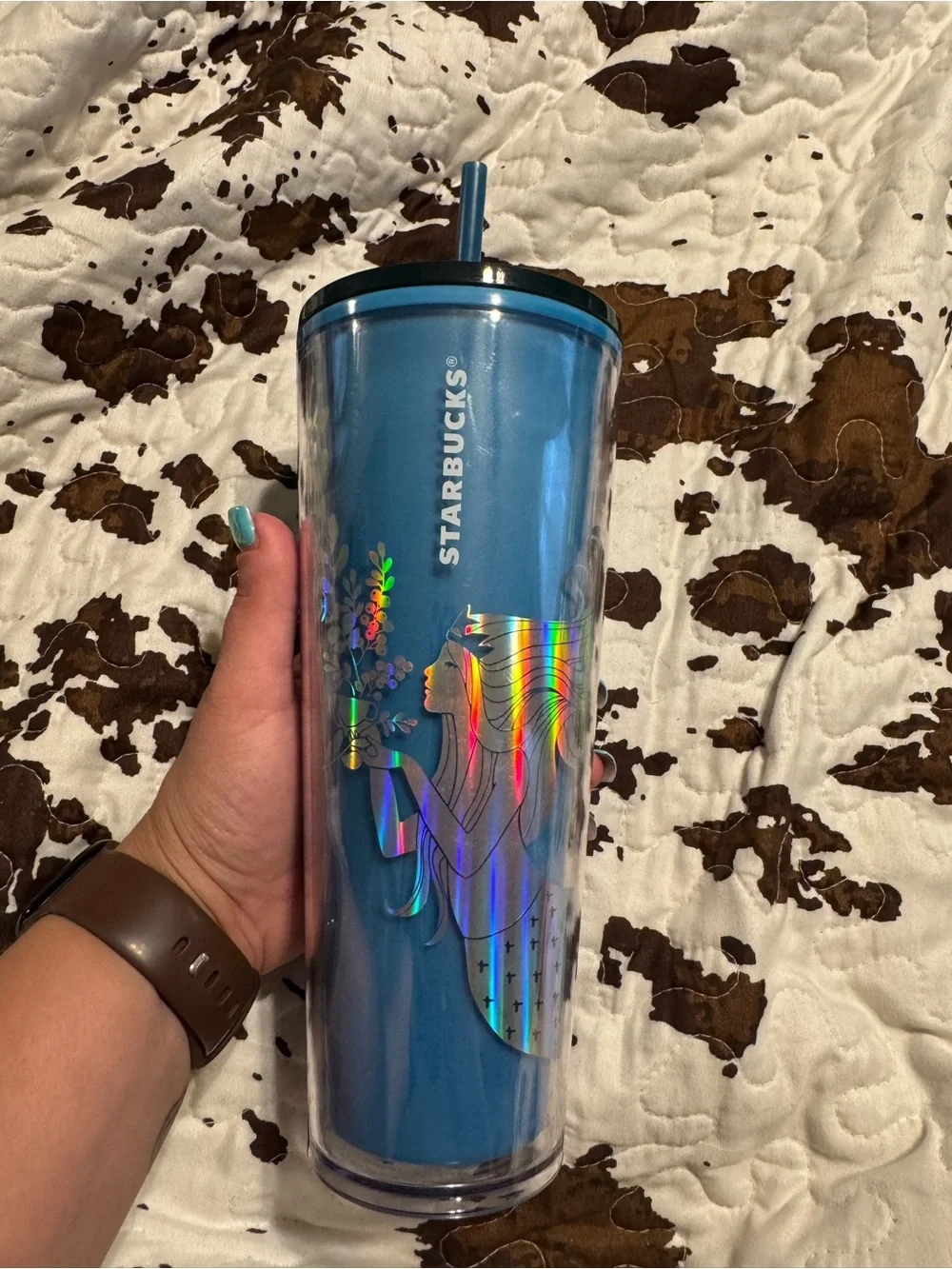 Starbucks blue holographic siren tumbler